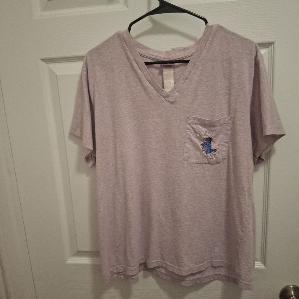 3/$15‎ DISNEY Large Lavender Embroidered Eeyore Pocket Sleep V-Neck T-Shirt